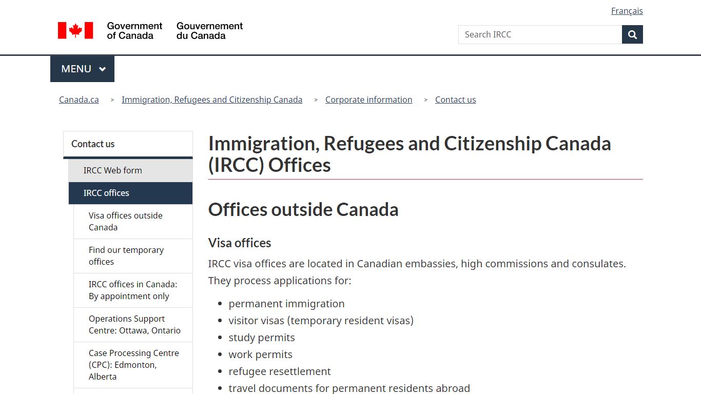 Immigration, Refugees and Citizenship Canada (IRCC) Offices